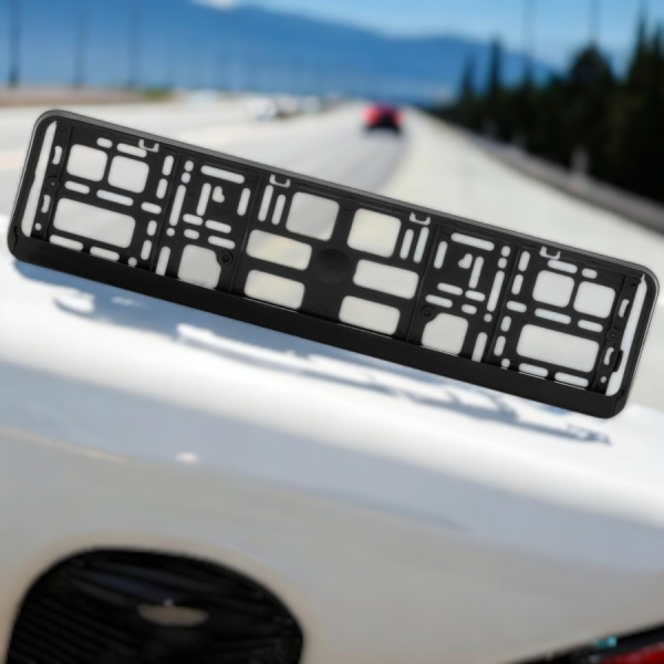 Рамка с планкой для номера автомобиля 52х14 см., черная, 1 шт.